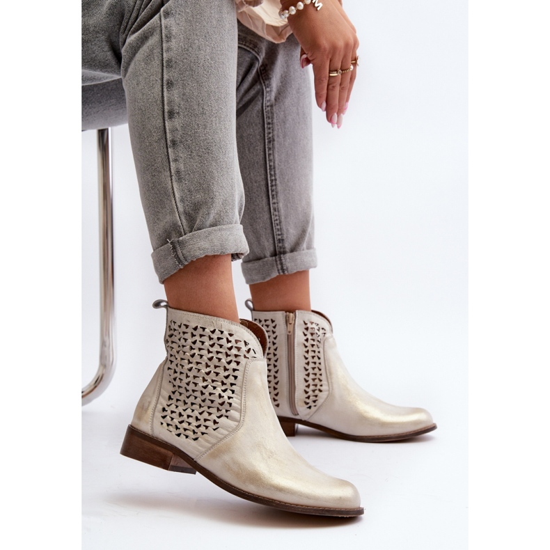 Prolamované boty Zazoo Gold žlutá 1