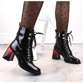 Patentované kotníkové boty na vysokém podpatku D&amp;A S.Barski Premium Collection W OLI225A černé černá 2