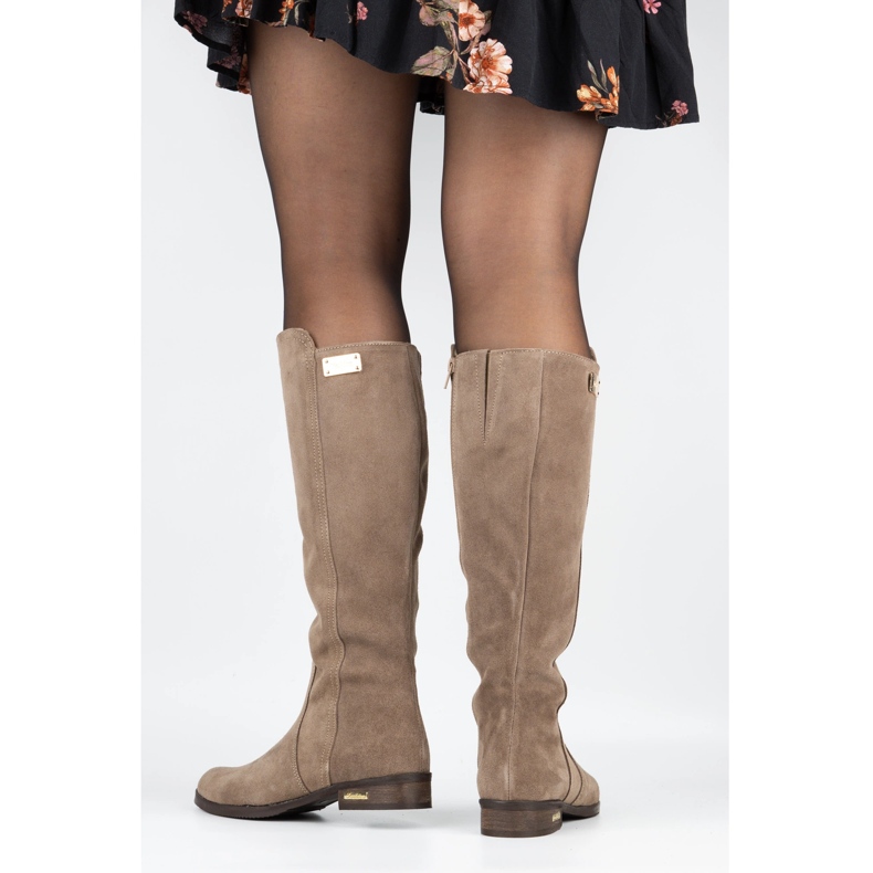 Olivier Módní kozačky Klara béžové béžový 1