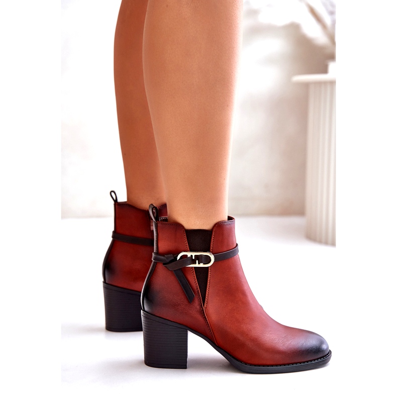 Jezzi Dámské kozačky na vysokém podpatku, zateplené, s páskem, hnědé Zinithia hnědý 4 Jezzi Dámské kozačky na vysokém podpatku, zateplené, s páskem, hnědé Zinithia hnědý 4