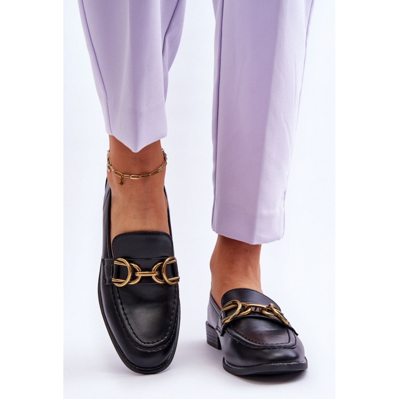 Mokasíny s dekorací 2623-1 Black černý 1