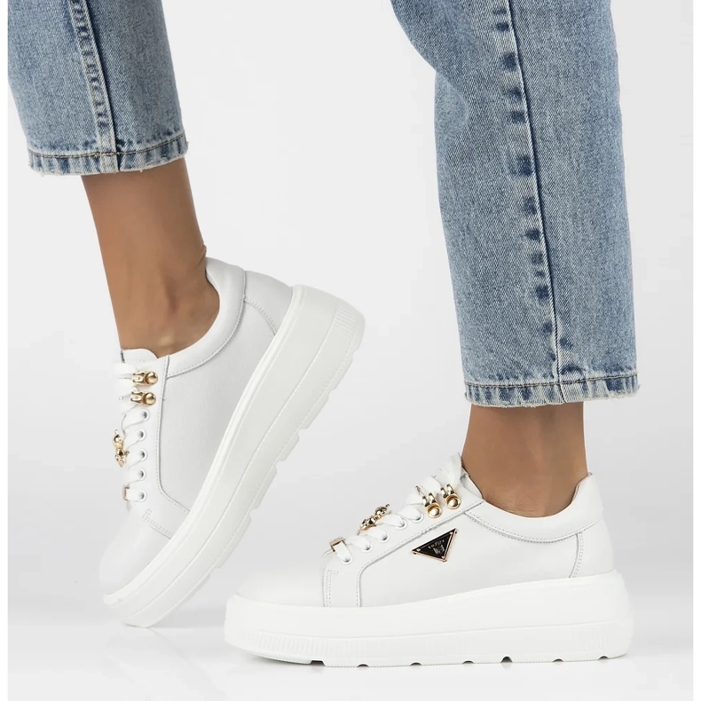 Kožené tenisky Filippo DP6382/24 Wh, bílé bílý 1