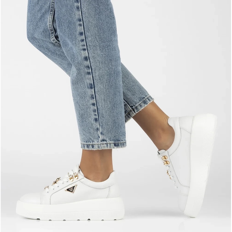 Kožené tenisky Filippo DP6382/24 Wh, bílé bílý 2