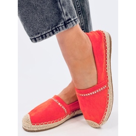 Espadrilles dámské oranžové se zirkony oranžový 2