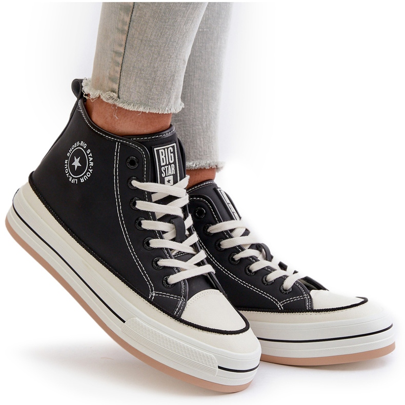 Zateplené dámské tenisky na platformě z eko kůže Big Star OO274062 Černá 5