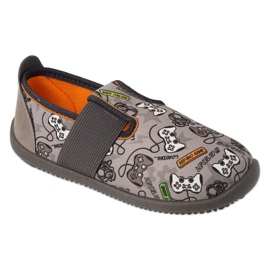 Dětské pantofle Befado, kožená vsadka, elastický spodek, 901Y021, šedá 3 Dětské pantofle Befado, kožená vsadka, elastický spodek, 901Y021, šedá 3