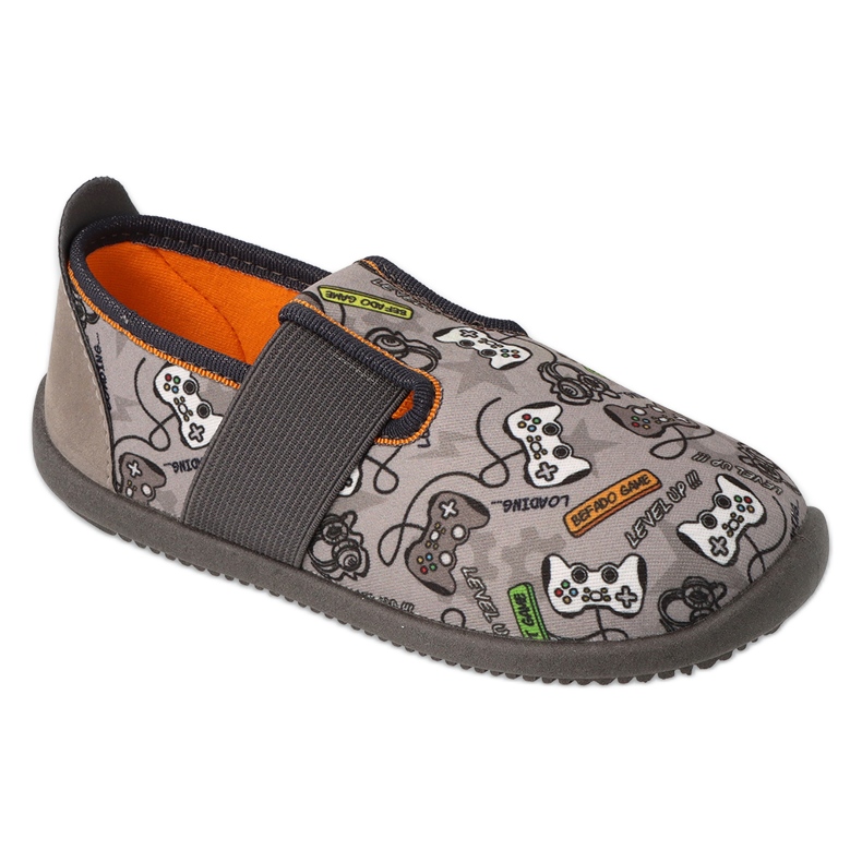 Dětské pantofle Befado, kožená vsadka, elastický spodek, 901Y021, šedá 3 Dětské pantofle Befado, kožená vsadka, elastický spodek, 901Y021, šedá 3