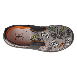 Dětské pantofle Befado, kožená vsadka, elastický spodek, 901Y021, šedá 2 Dětské pantofle Befado, kožená vsadka, elastický spodek, 901Y021, šedá 2