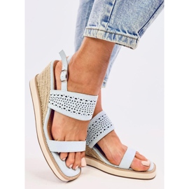 Openwork espadrilles na modrých klínech 3