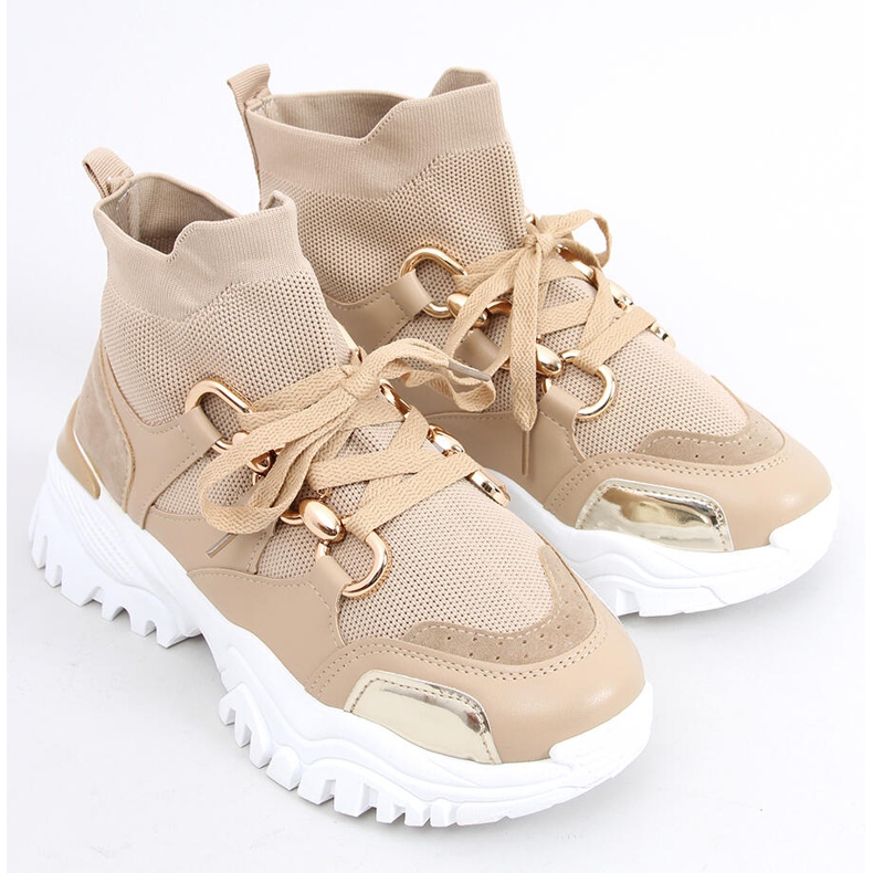Sneaks tenisky pro béžové kostky/khaki se zlatými dekoracemi béžový 1 Sneaks tenisky pro béžové kostky/khaki se zlatými dekoracemi béžový 1