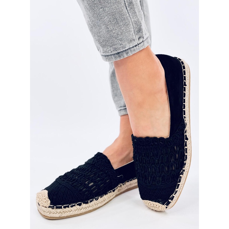 Espadrilles dámské krajkové černé černý 2