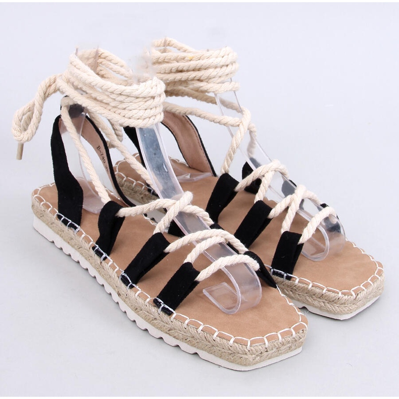 Dámské sandály Espadrilles svázané černou černý 1