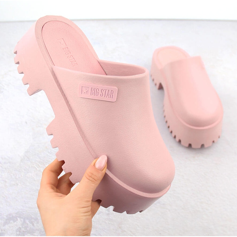 Dámské růžové žabky s masivní podrážkou Big Star NN274020 růžový 1