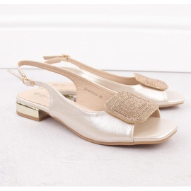 Elegantní dámské sandály se zlatým zirkonovým zdobením Potocki WS43314 1