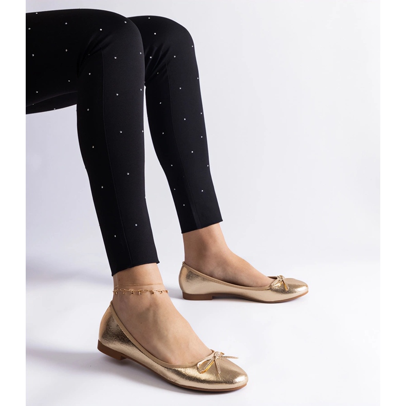 Zlaté balerínky zdobené mašlí zlatý 1