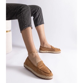 Klouzací espadrilles karamel na platformě hnědý 1