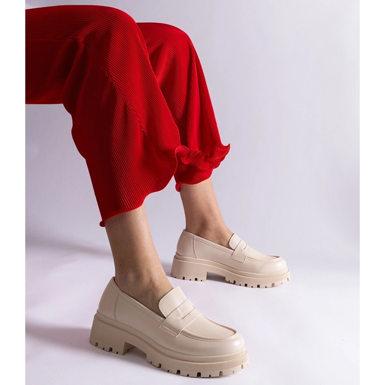 Béžové dámské mokasíny z eko kůže béžový 1