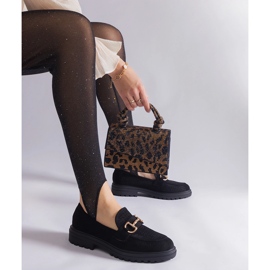 Black Openwork mokasíny s ekologickou semišem s palbou černý 2