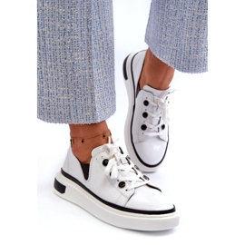 S.Barski Kožená lakovaná ženská sportovní bota LR535 bílá bílý 1