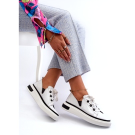 S.Barski Kožená lakovaná ženská sportovní bota LR535 bílá bílý 3