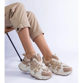 Beige tenisky se zlatými vložkami béžový 2