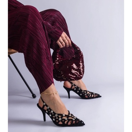 Černé sandály pletené kameny černý 1