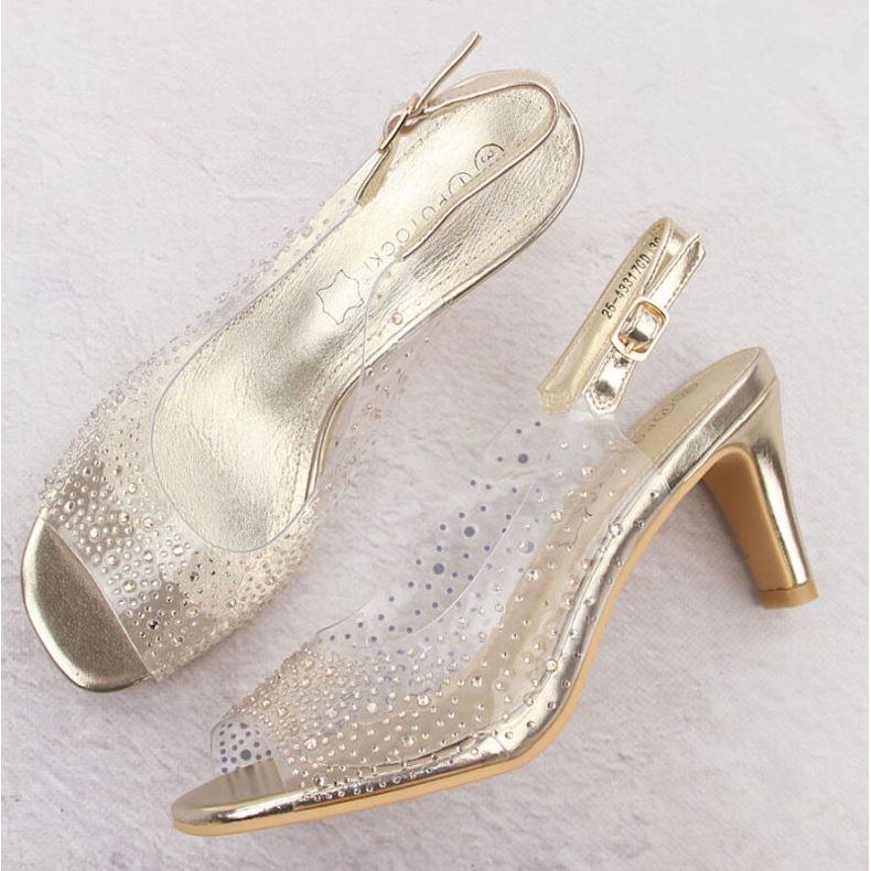 Potocki W sandály na vysokém podpatku WS43317 WOL284B zlatý 2