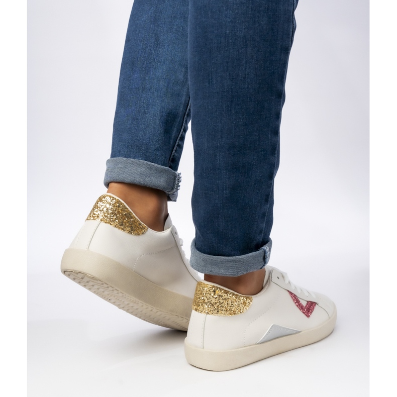 Dámské tenisky brokátové broskemové vložky bílý 1