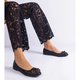 Černé baleríny zdobené květinou černá 1 Černé baleríny zdobené květinou černá 1