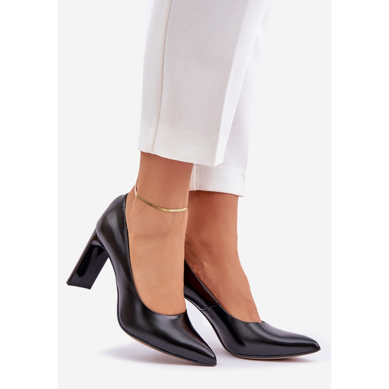 Lewski Shoes Elegantní čerpadla vyrobená z přírodní kůže na Lewski Post 2659/2043 Black černý 1