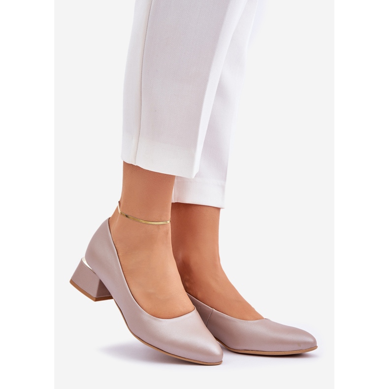 Lewski Shoes Lewski Leather Pumps 3118 Dark Beige béžový 1