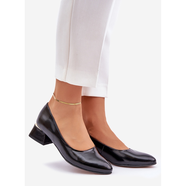 Lewski Shoes Kožená čerpadla Lewski 3118 s lesklou černou černá 1