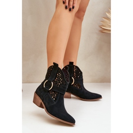 Zazoo 2994 Black Openwork Cowboy Cowboy Boots černá 2 Zazoo 2994 Black Openwork Cowboy Cowboy Boots černá 2