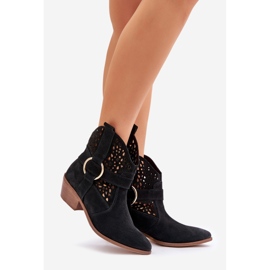 Zazoo 2994 Black Openwork Cowboy Cowboy Boots černý 1
