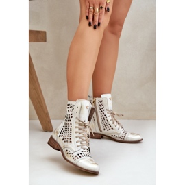 Zazoo 2627 Openwork Leather Golden Boots otře zlatý 2