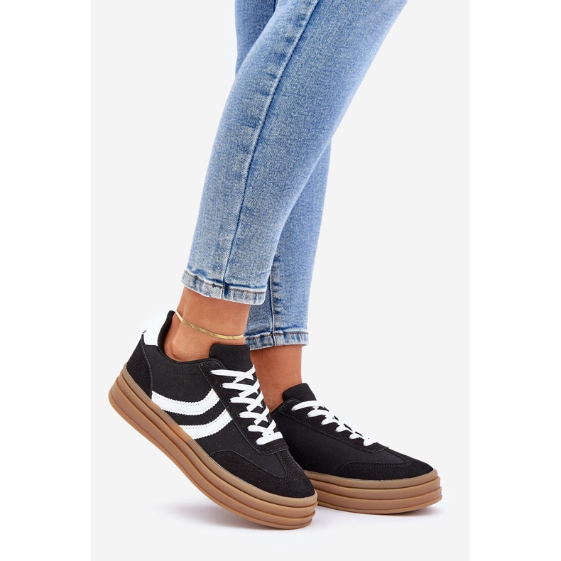Stylové tenisky na černobílé platformě černá 1