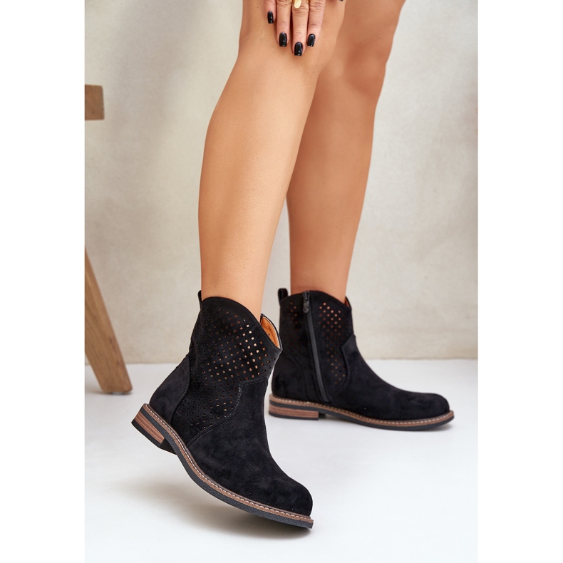 Black Openwork Boots černý 2