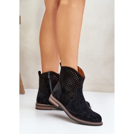 Black Openwork Boots černá 3