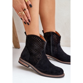 Black Openwork Boots černá 8