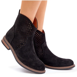 Black Openwork Boots černá 9