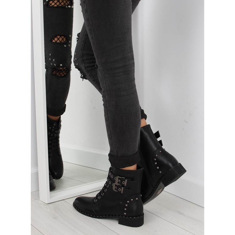 Černé Šněrovací boty PE155P černé černá 2 Černé Šněrovací boty PE155P černé černá 2