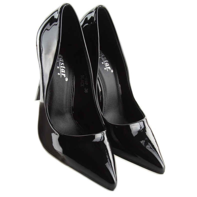 Černě lakované dámské vysoké podpatky LL-89P Black černý 1