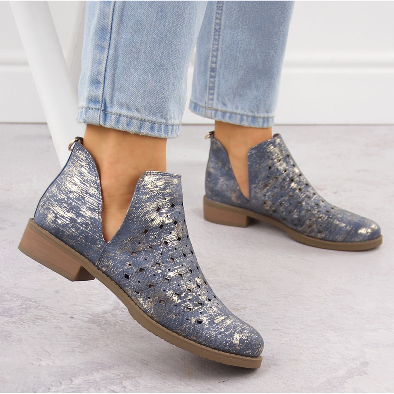 M. DASZYŃSKI Dámské boty, otevřené otřesy, m modrý 2