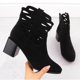 M. DASZYŃSKI Dámské boty na Black Openwork Suede Post černá 1