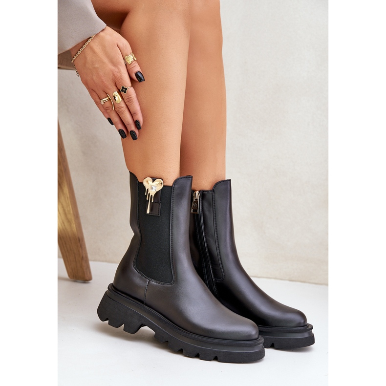 Kožené Chelsea Boots s ozdobou CheBello 4537 Black černý 2