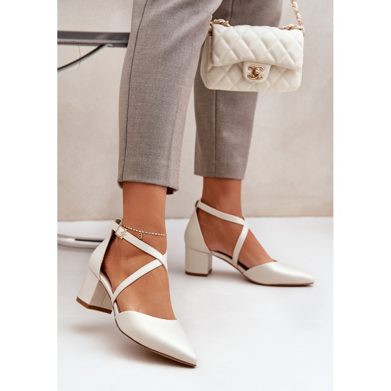 Čerpadla na ekologické kožené post Sergio Leone Pearl béžový 2