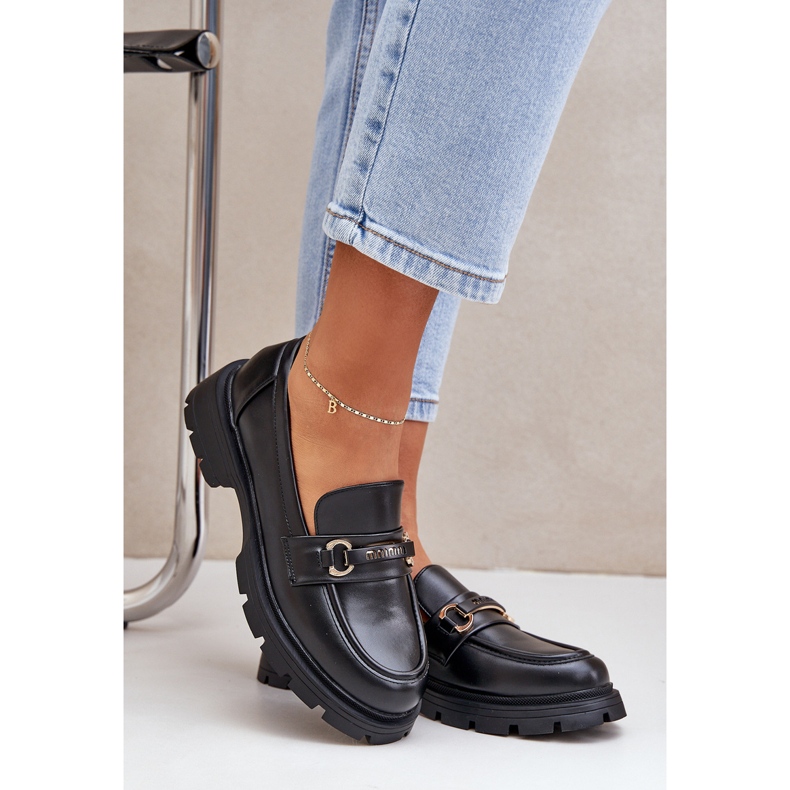 Klasické dámské mokasíny s ekologickou koženou černou černá 2