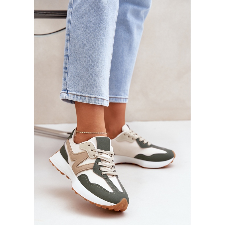 Beige-green dámské tenisky sportovní boty béžový 2