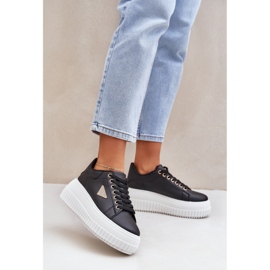 Stylové tenisky na masivní černobílé platformě černý 2