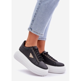 Stylové tenisky na masivní černobílé platformě černý 1